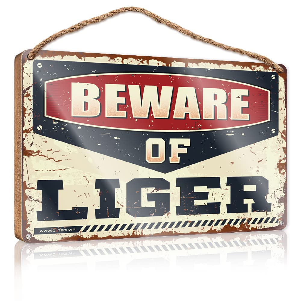 FZFN Spring Porch Sign Beware Of Liger Wooden Sign Restroom Decor Welcome Sign For Front Porch Standi(23X35CM)