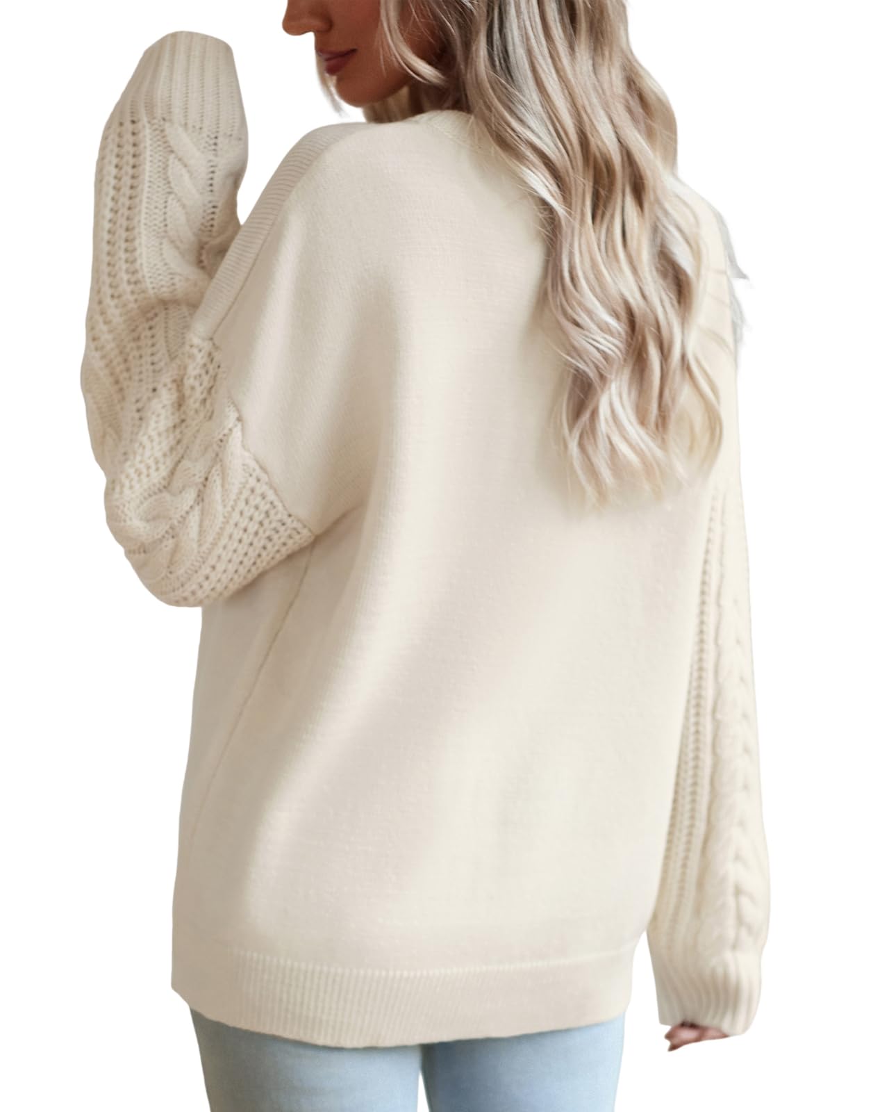 Maglione Donna Invernale Maglia Girocollo Elegante Pullover a Trecce Maniche Lunghe Sweater Lunga Maglioncino Casual Oversize