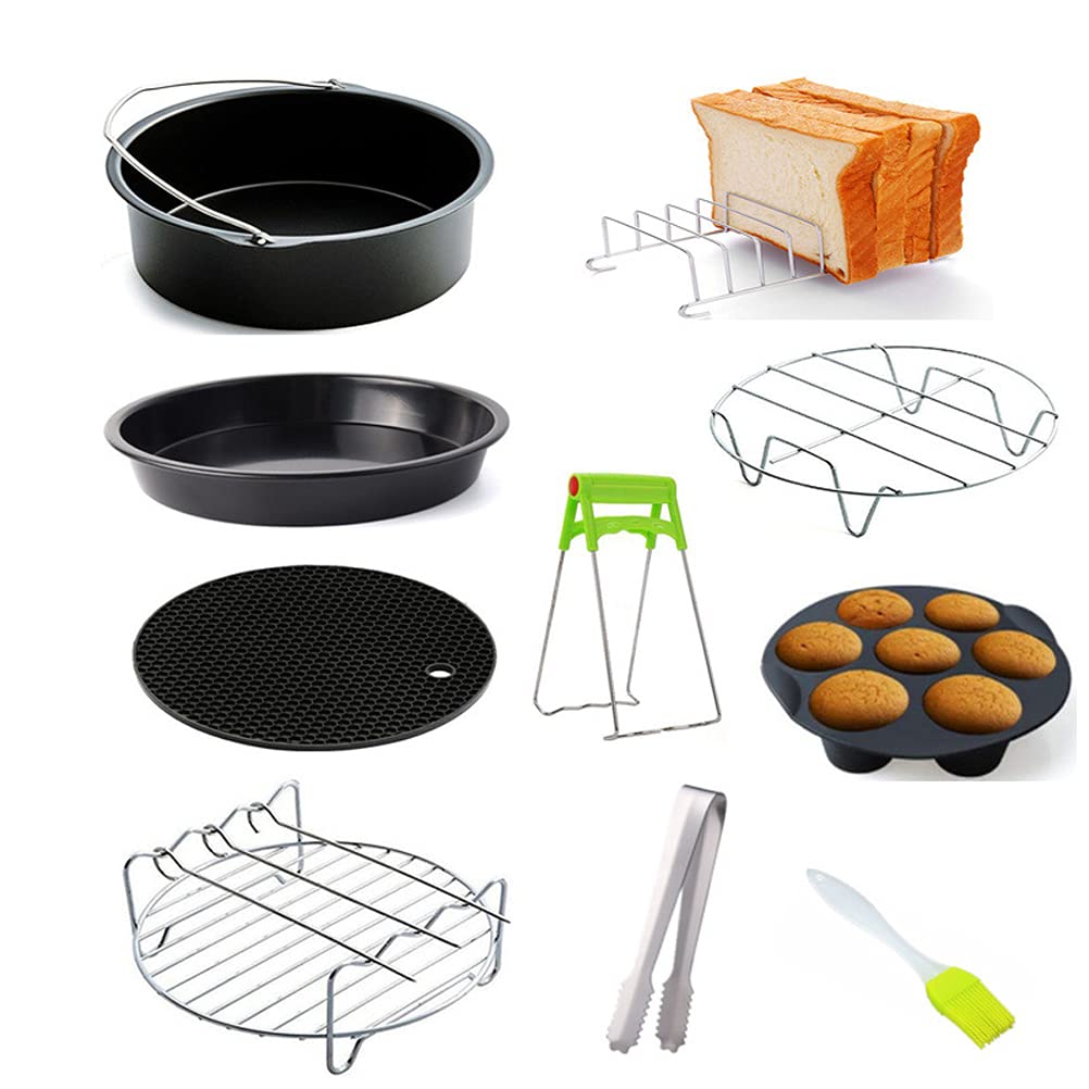 Akcesoria do frytownic, 10 szt. Frytkownica powietrzna Akcesoria do pieczenia Frytkownica 3,2–5,8 kwarty do pizzy Ciasta Chleby Quiches Naleśniki, talerz do pizzy, kosz na
