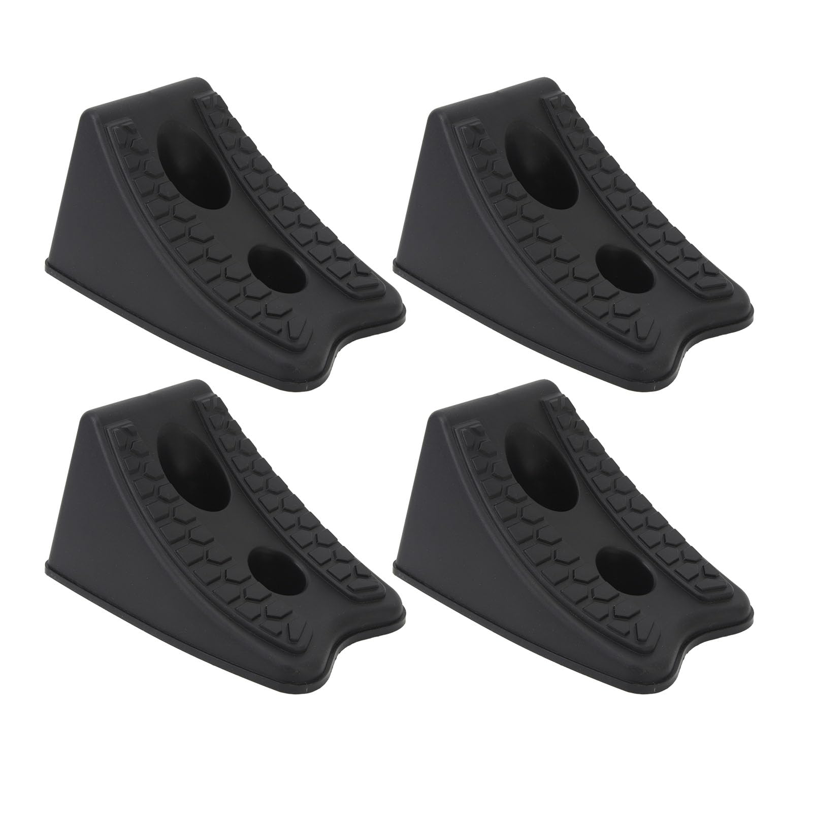 Restokki AFA Tooling-Set of 4 Wheel Chocks,Heavy Duty Rubber Wedge for Front and Back Tires,Quick Grip Ribbed Design,Chock Block for Your Camper,Trailer,RV,Truck,Car or ATV