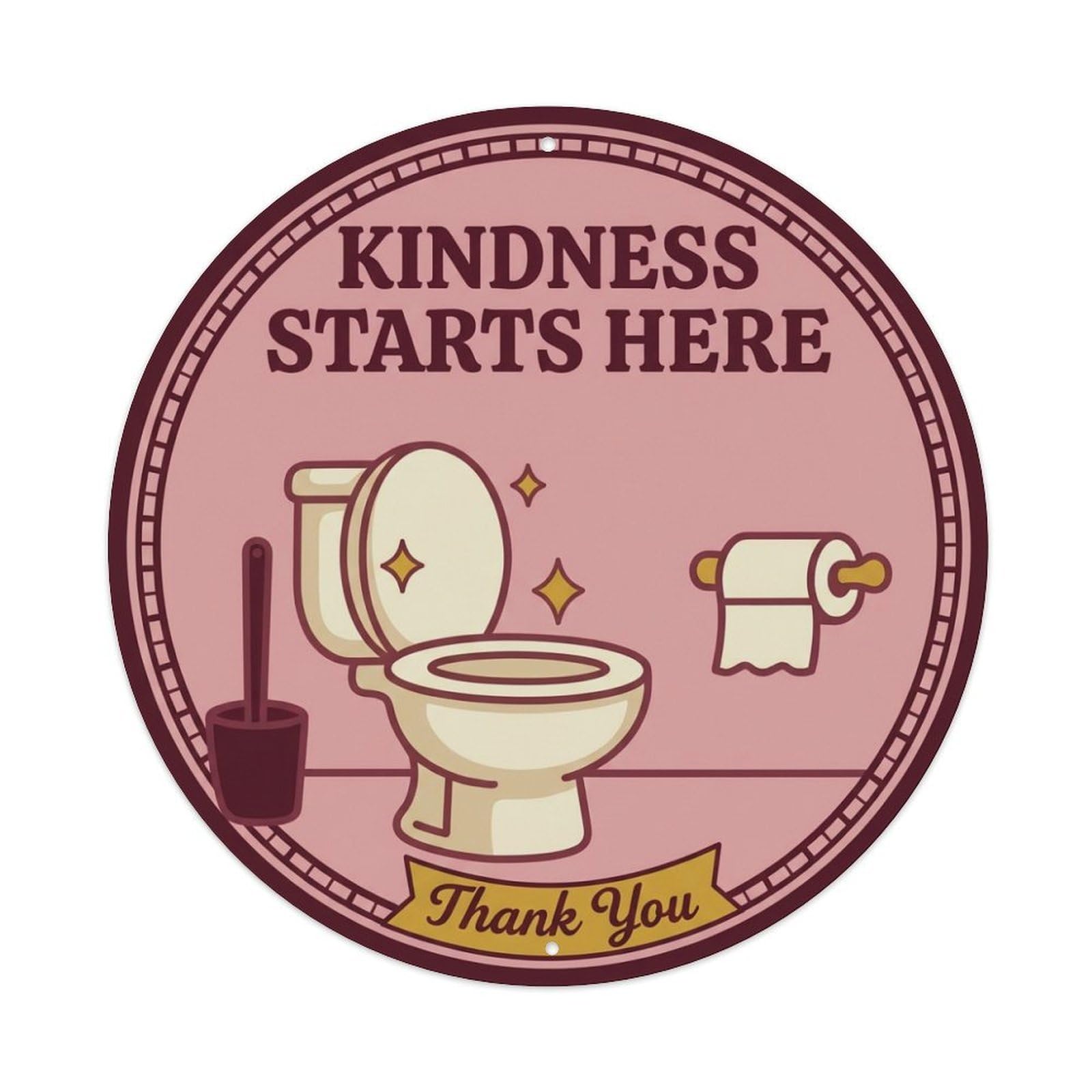 Metal Tin Sign Toilet Clean Bathroom Reminder Kindness Starts Here