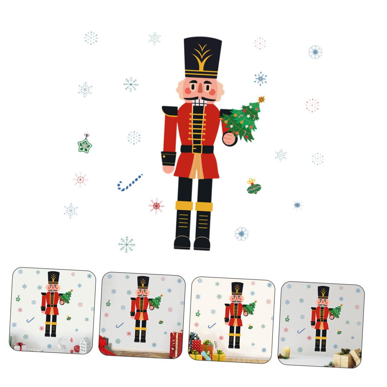 Hemobllo 3pezzi Adesivo Natalizio Per Finestre Nutcracker e Fiocchi Decorazione Murale Festiva Per Natale Facile Da Applicare e Rimovibile Per e Vetrine