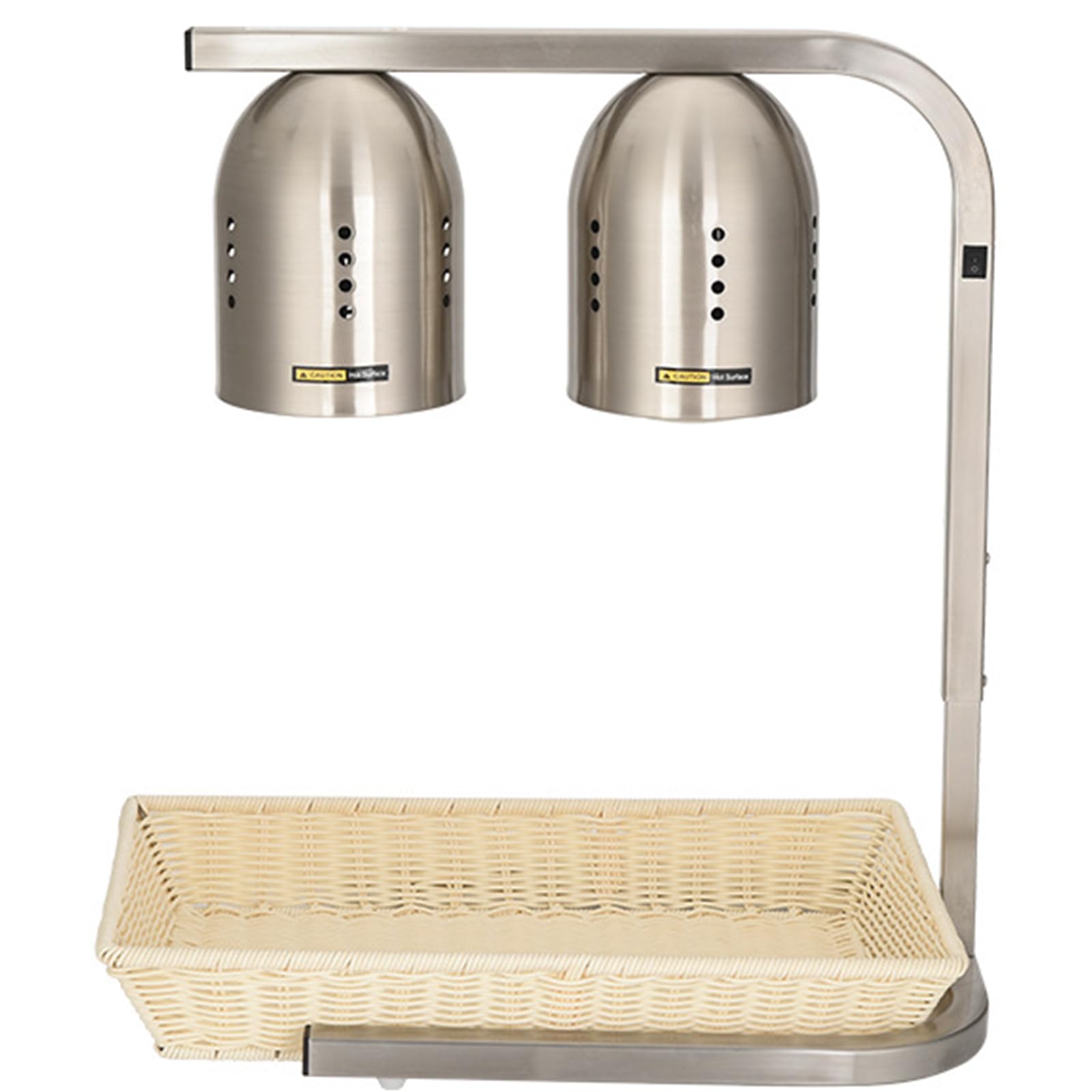 Lámpara de calor portátil comercial Calentador de alimentos de 2 bombillas Independiente, lámpara de calefacción de buffet de metal de 550 W y luz de calentamiento para restaurante buffet,Plata