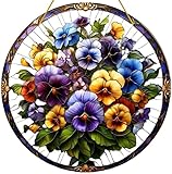 Generisch Fensterbild oder Wandbild Blumen Stiefmütterchen Hornveilchen 20 cm Ø Deko MU L95