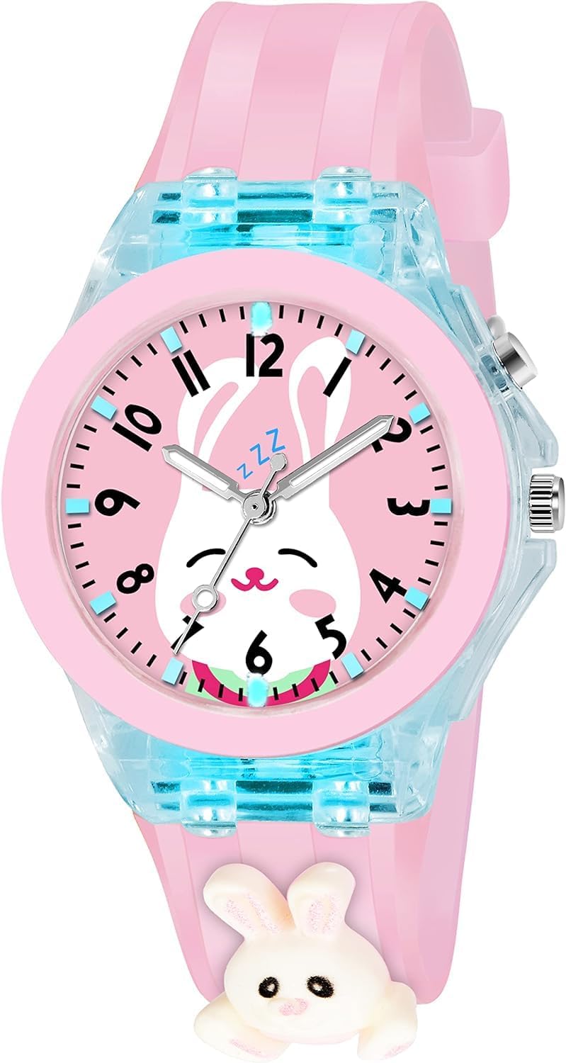 TONSYAnalogue Cartoon Logo 3D Multicolored Lighting Kid's Boy's Girls' Birthday Gift Watch (Multicolour Dial & Colored Strap)