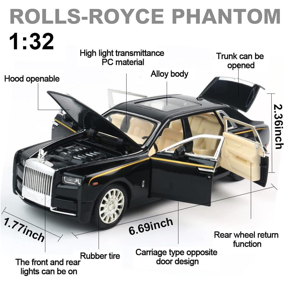 Amazon.com: Diecast Cars 1：32 Scale， Rolls-Royce Phantom Model
