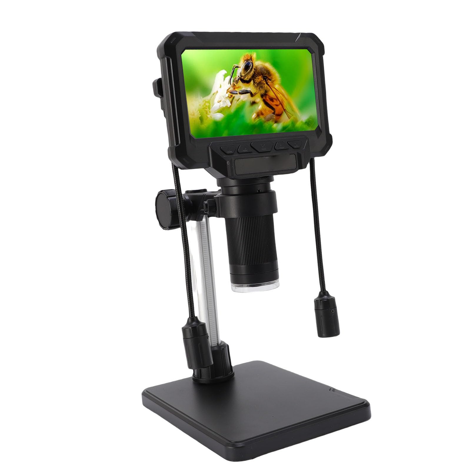 Naroote 4,3-Zoll-LCD-Digitalmikroskop, 720P 1MP 1080P-Kamera mit 8 Einstellbaren LEDs und 2 Seitenlampen, Ideal für die Inspektion von Leiterplatten, Schmuck, Briefmarken, Uhren und PC-Ansicht