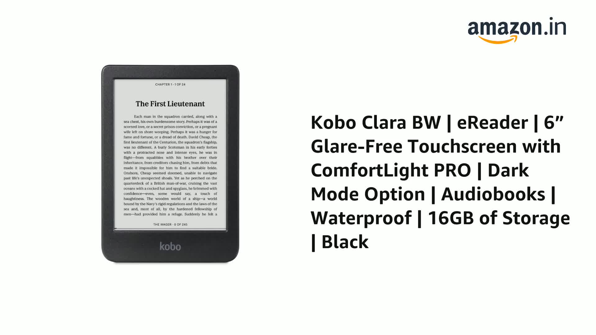 Kobo Clara BW | eReader | 6” Glare-Free Touchscreen with