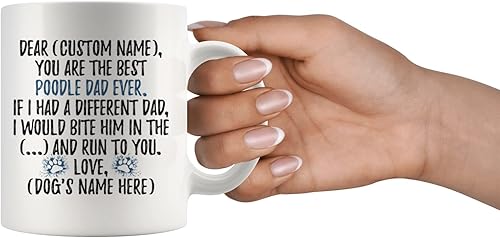 Miniatura 4 de Taza personalizada de Poodle Dads, Poodle Daddy, dueño de caniche, hombre de perro caniche, regalo para papá caniche (11 onzas)