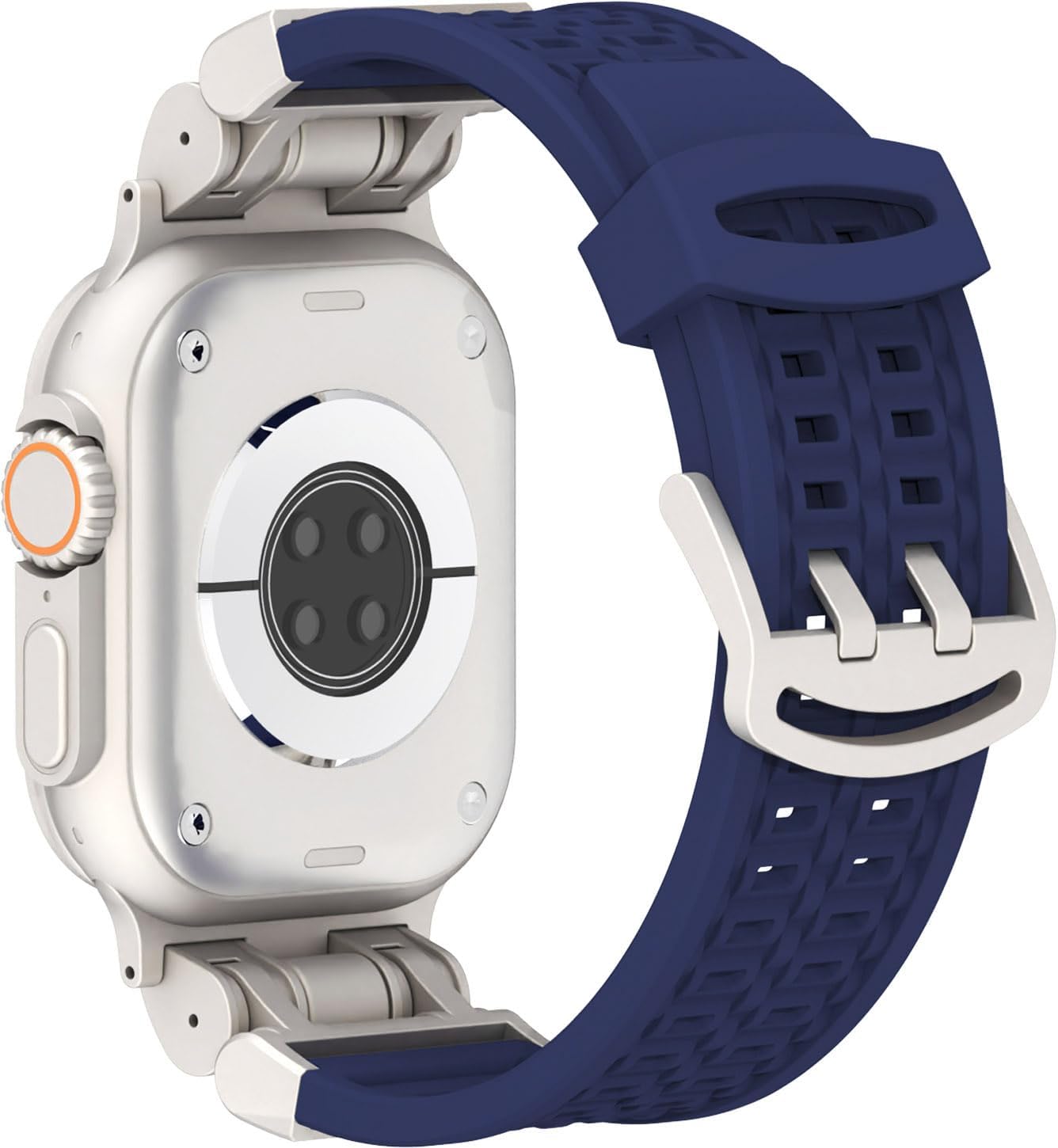 Designed for Apple Watch Ultra 3/2/1 Band 49mm/46mm/45mm/44mm for Men, Silicone Strap with Stainless Steel Buckle for Apple Watch Ultra 3/2/1 Series & SE3/2/1 Series 11 10 9 8 7 6 5 4 3