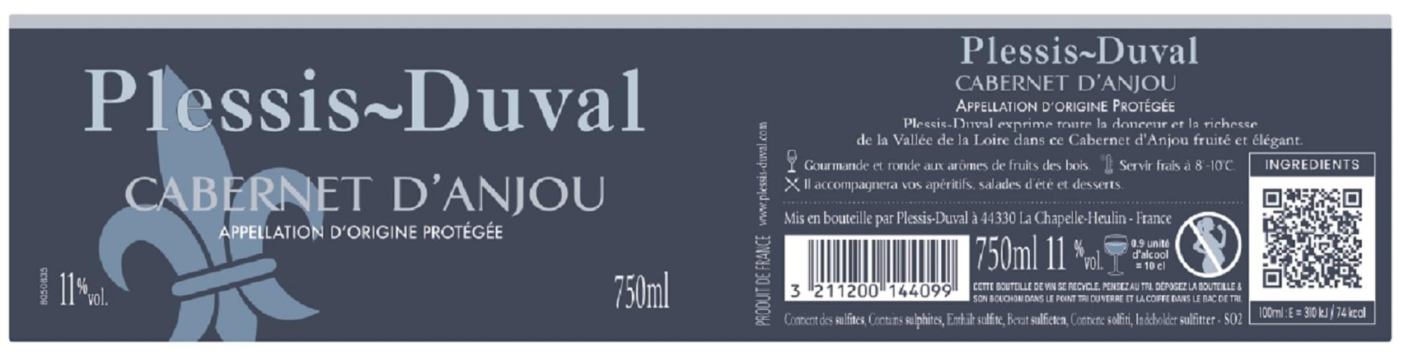 Plessis Duval - DOP Cabernet d'Anjou - Vino Rosado - 6 botellas x 75 cl