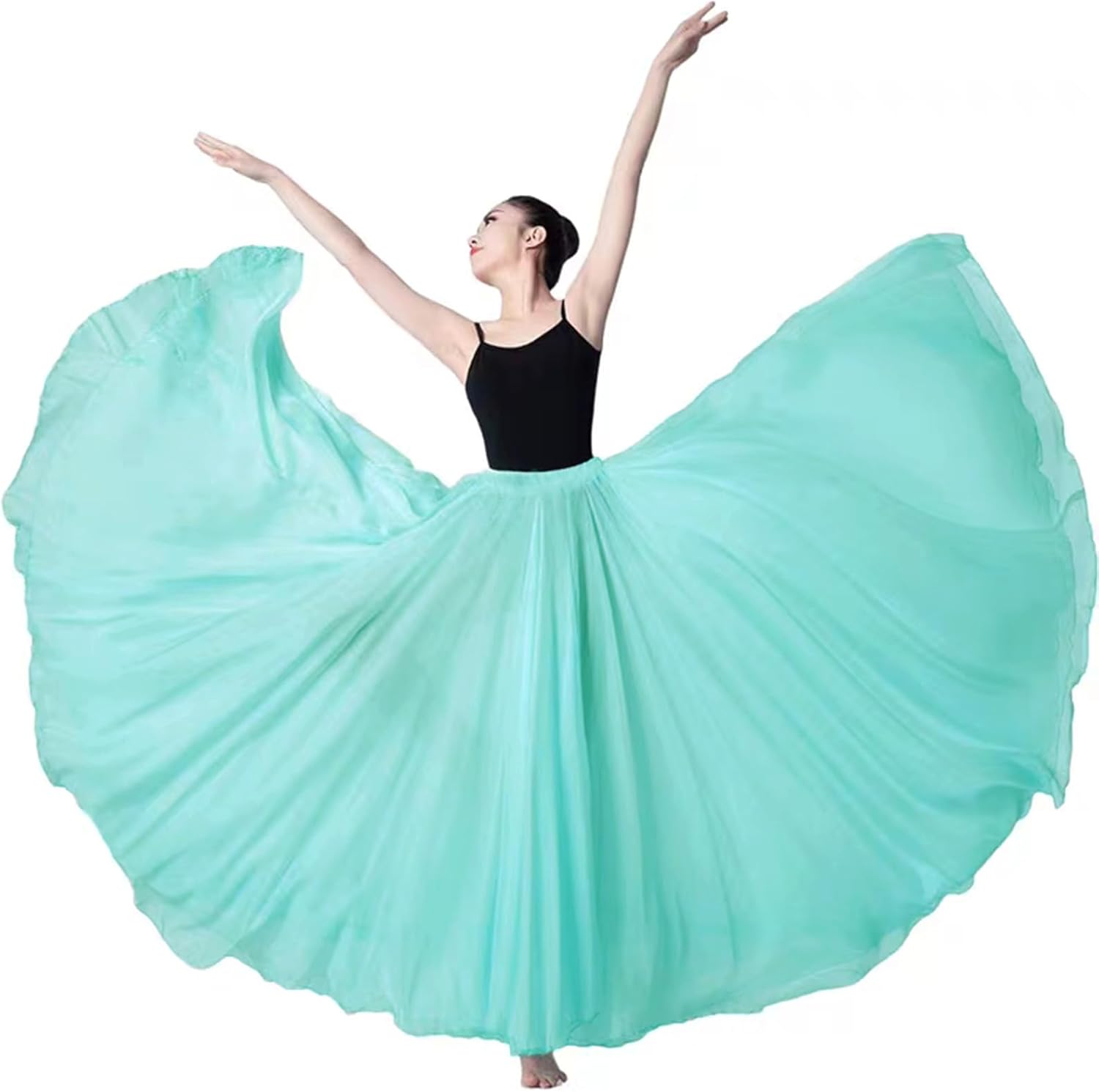 ORIDOOR 720 35" Long Women's Fairy Lyrical Dance Skirt Gradient Color Swing Skirt Ballet Modren Dance Costumes