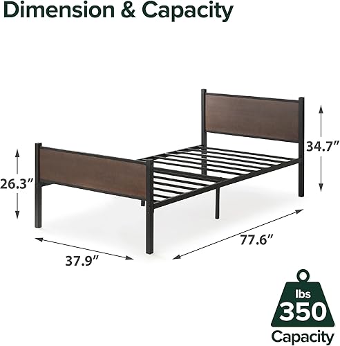 Miniatura 2 de ZINUS Tucker - Marco de cama de bambú y metal con plataforma  marco de cama fabricado con bambú sostenible  soporte de colchón de listones de acero