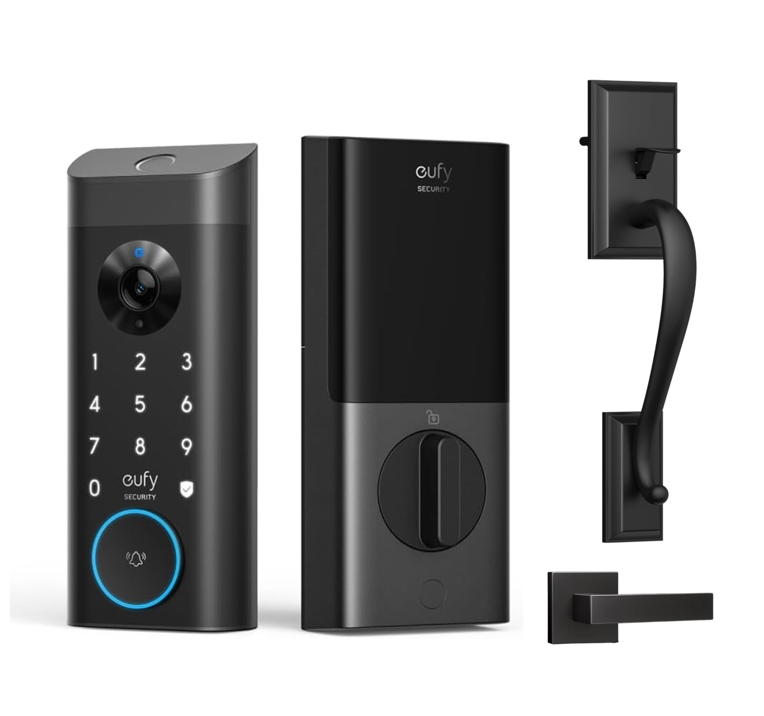 eufy Security Video Smart Lock E330 with Lever Handle, 3-in-1 Camera+Doorbell+Fingerprint Keyless Entry Door Lock,