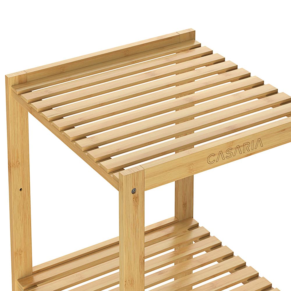 Casaria Étagère en Bambou 5 Niveaux Meuble de Rangement Charge Max. 50 kg Max. Maison intérieur Salle de Bain Cuisine Couloir