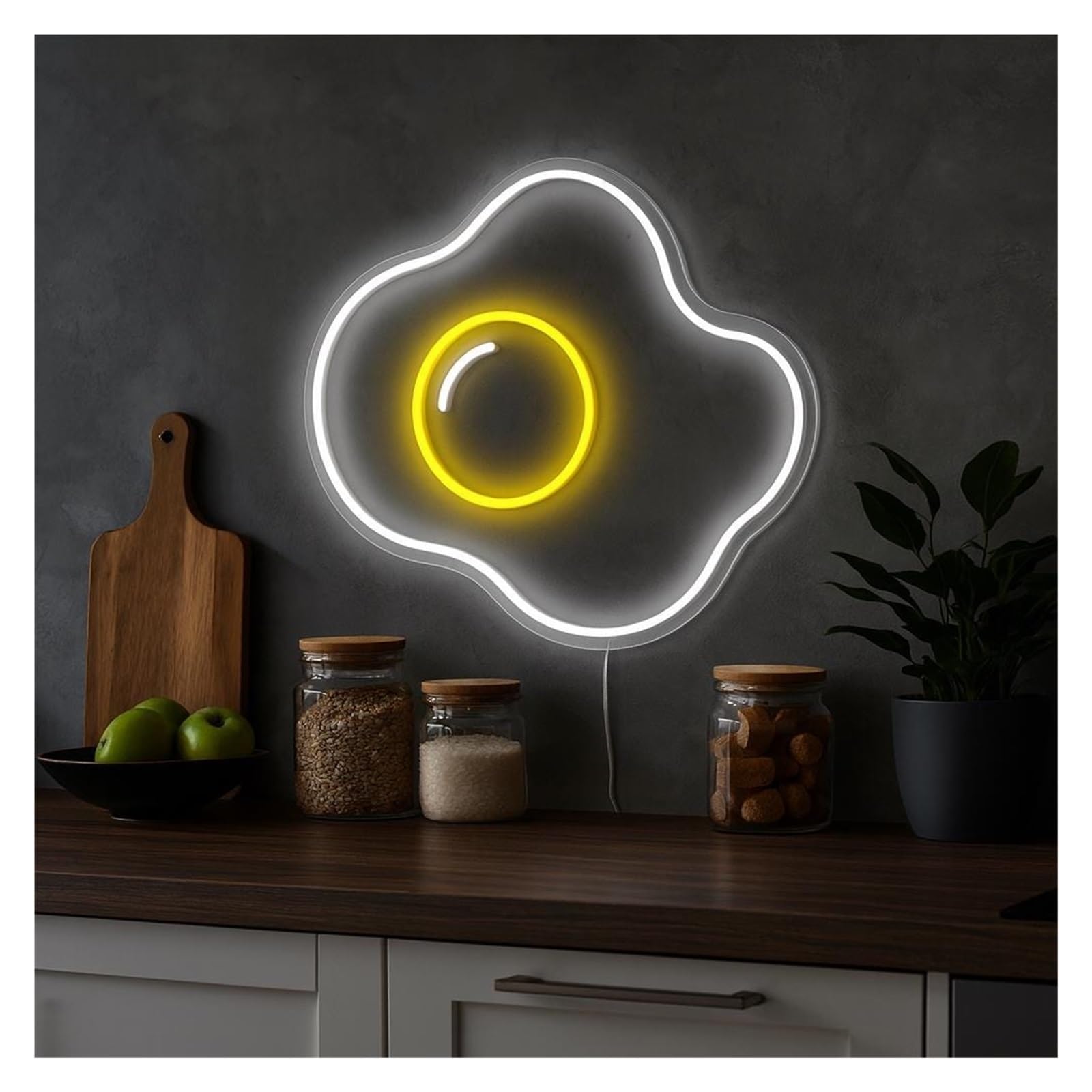 SHOUXI Sign Lamp Egg Neon Sign, Suitable for Kitchen, Diner Or Home Decor with Dimmable 38cm