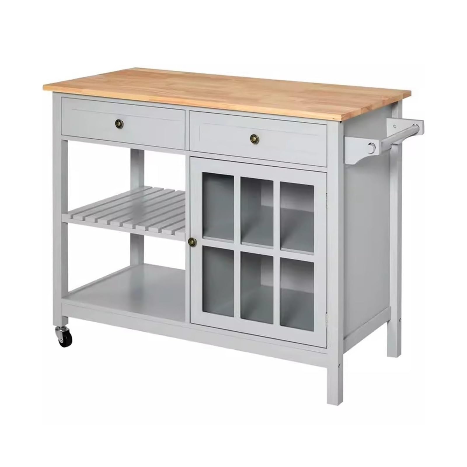 Fzl02068lm One Color Serving Trolleys Open Kitchen Island Table Cooking Movable Cutting Bar Counter Household Sideboard Cabinet Organization