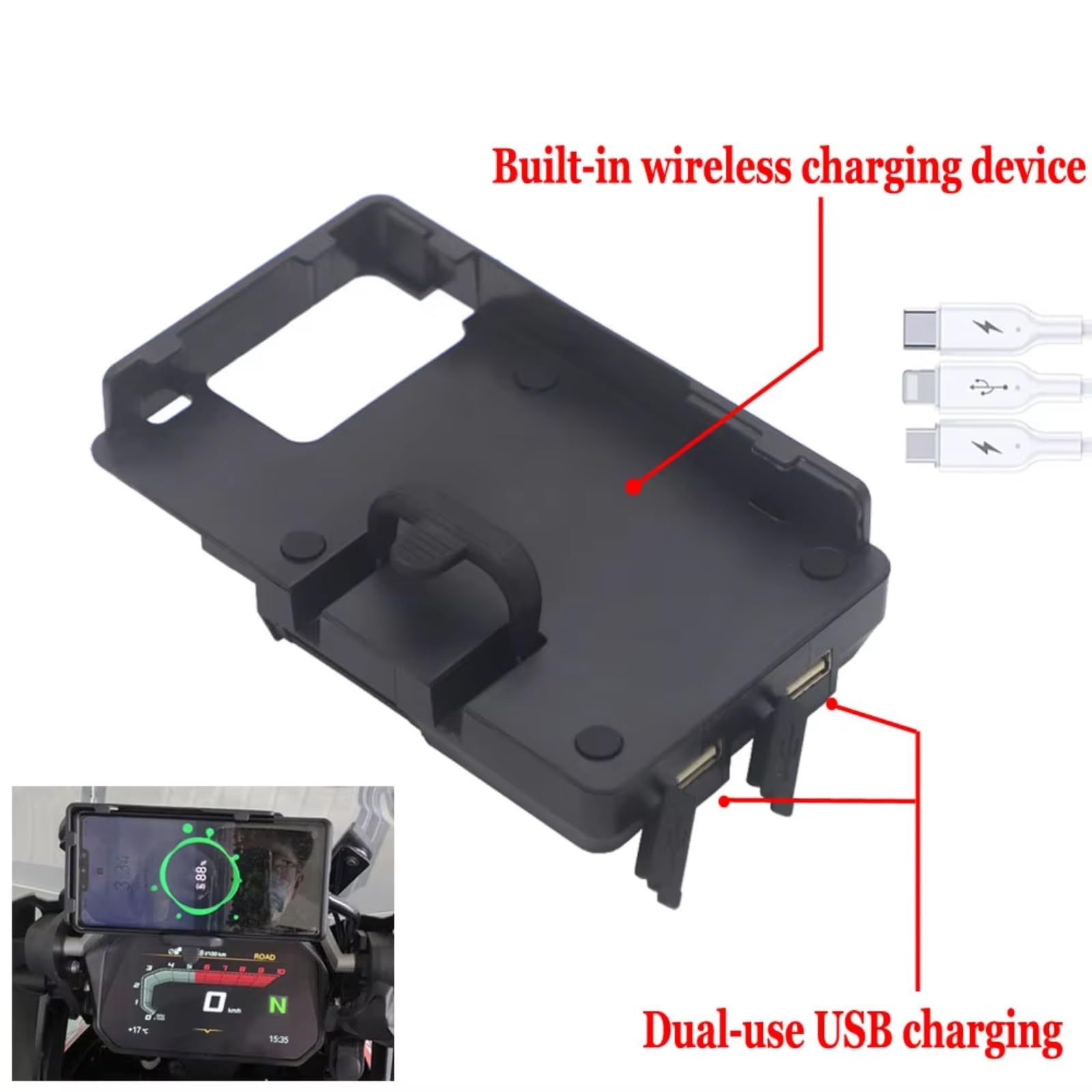 Support pour smartphone avec port de charge pour BMW R1200GS (04