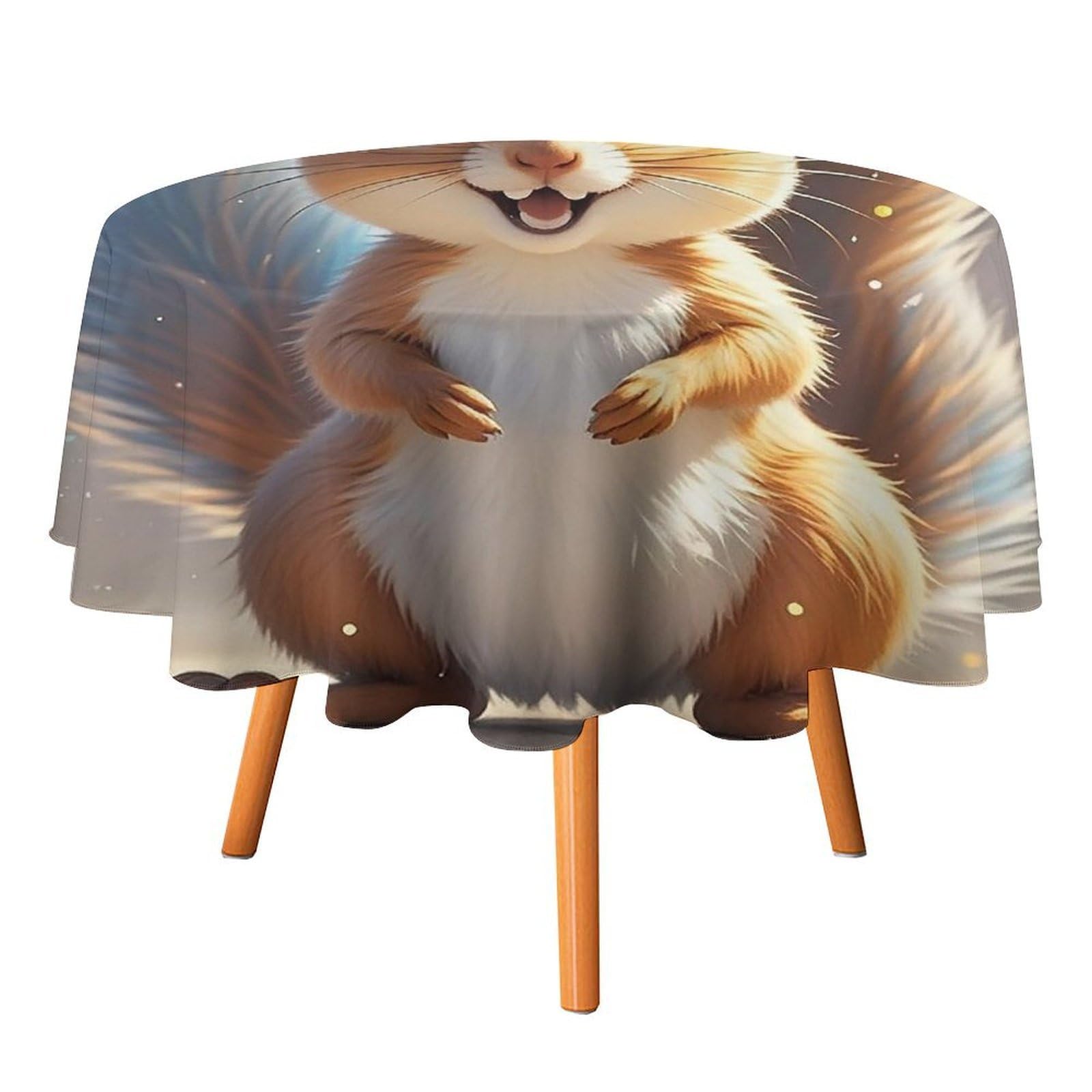 SMAZDFXX Squirrel Tablecloth for Restaurant, Round Polyester Table Cover 50x50in for Party