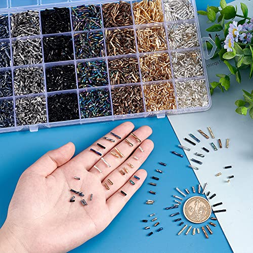 PH PandaHall 6300pcs Glass Bugle Beads 7 Colors Twisted Bugle Beads 5/6/9/12mm Glass Tube Seed Bead Spacer Bead for Earring Bracelet Necklace Jewellery DIY Craft Making - Image 3