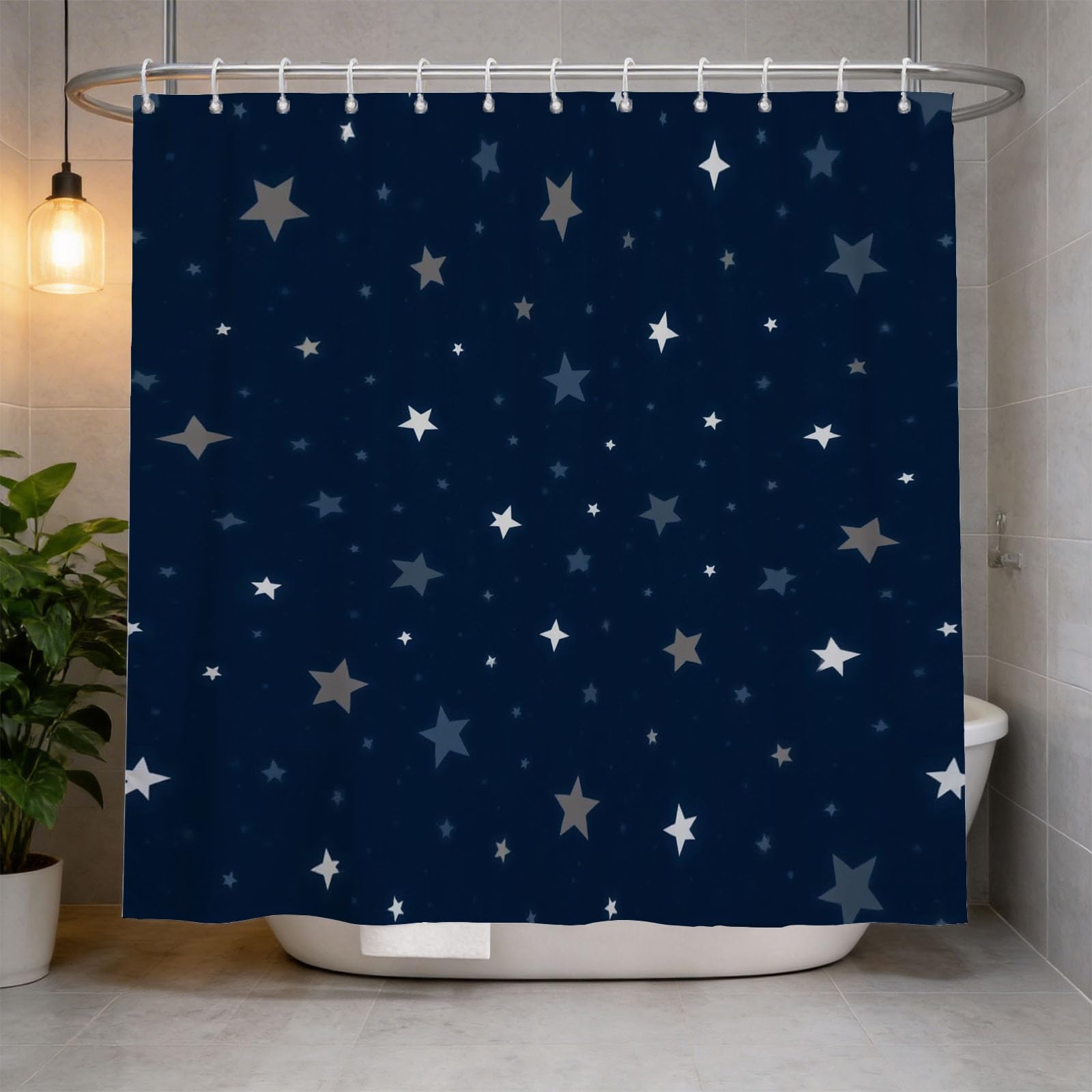 Hongduo 3D Starry Shower Curtain for Stalls Bathtubs Minimalistic Bathroom Decor Shower Curtain Set Polyester Fabric Waterproof 200x200cm/79X79 Inch with Hooks