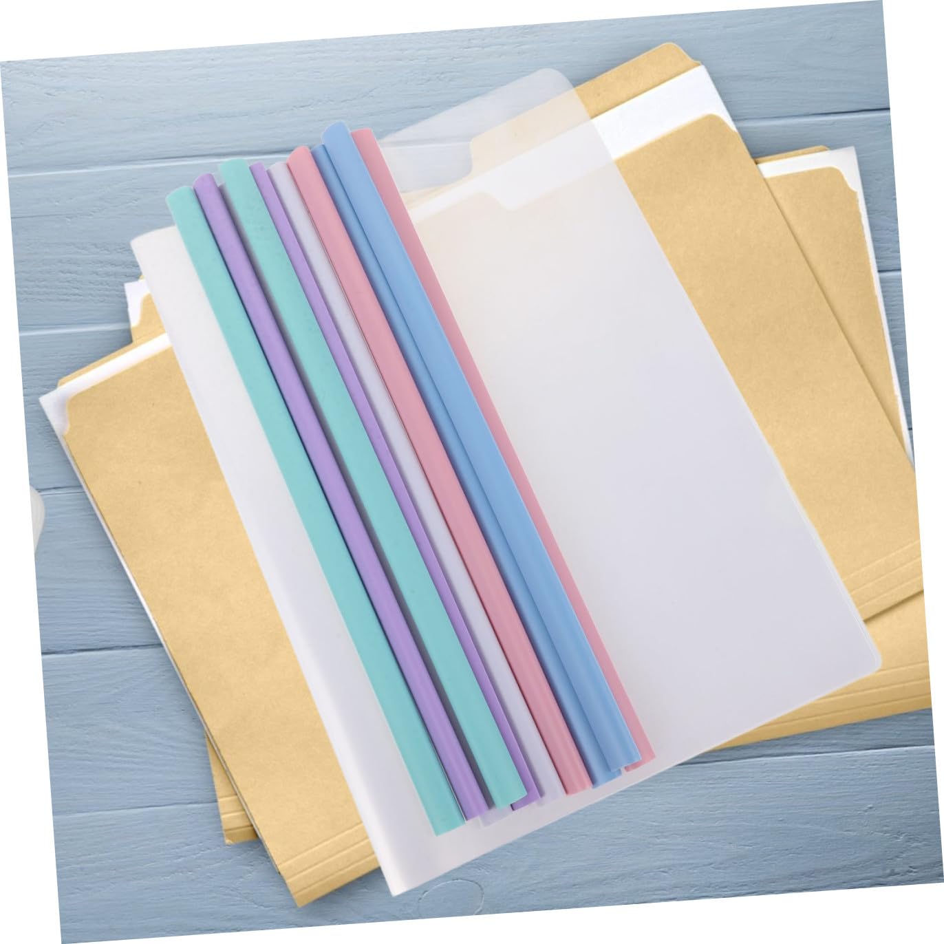 A4 Stangenklemmen für Akten 50 Stück Kunststoff mit Hebelclips | Transparente Dateiordner, Dokument A4 Stangenklemmen, Schulbeginn Party Zufällige Farbe