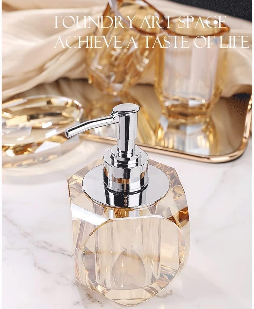 Soap Dispenser Deluxe Crystal Glass Hand Sanitizer Bottle, Bathroom Countertop Pump Dispenser Refillable for Lotion Shampoo Body Wash Hand Sanitizer(Color:Amber), gaoyun-1001