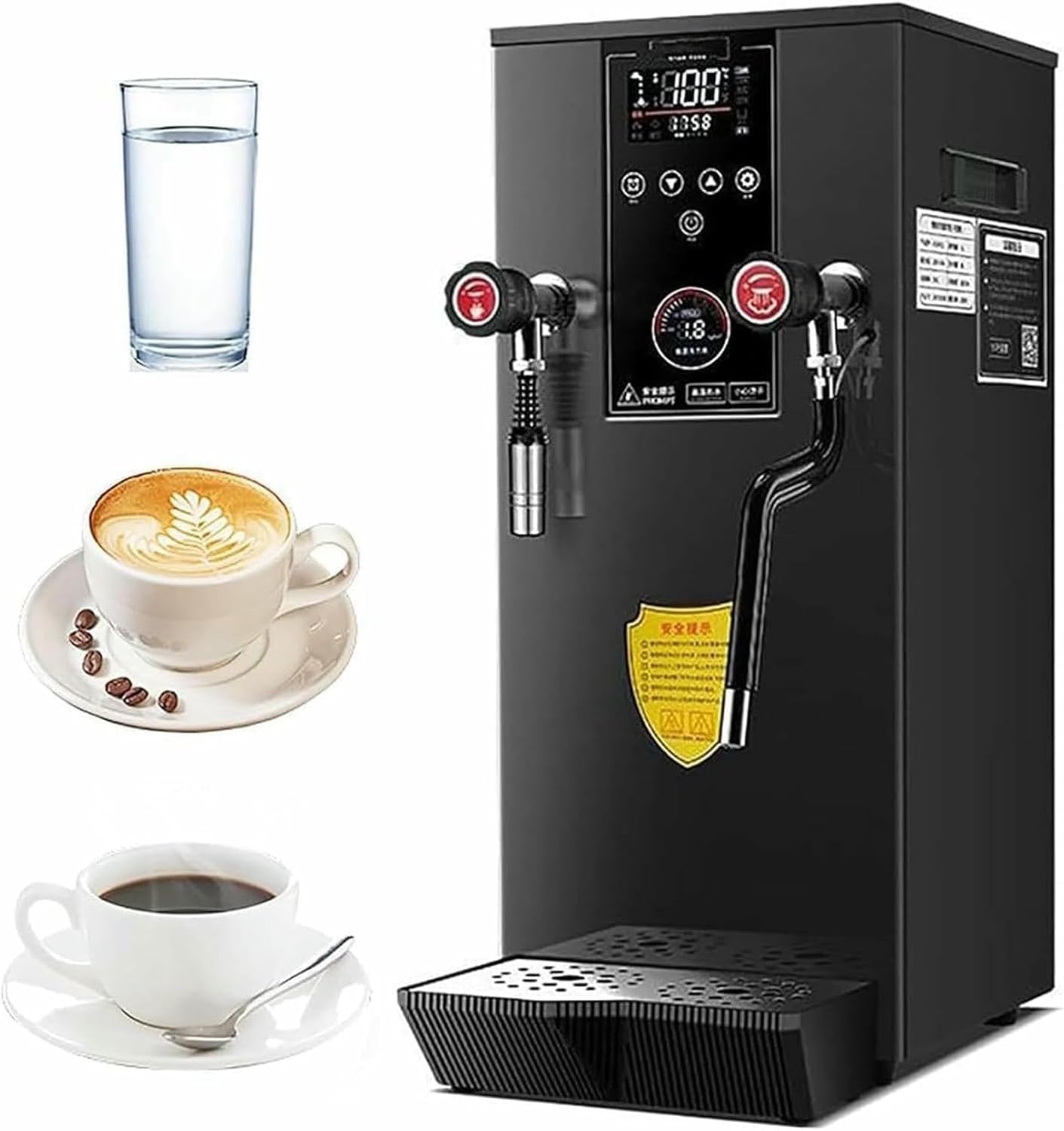 2200W Commercial Steam Milk Frother, 12L Automatic Steam Boiling Water Frothing Machine With LED Display, Fast Heating For Coffee, Milk Tea, Home/Cafe