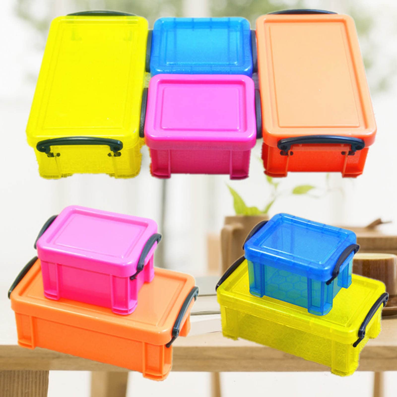 Amazon.co.jp: KUFptva ロック蓋付き小型プラスチックボックス ミニ