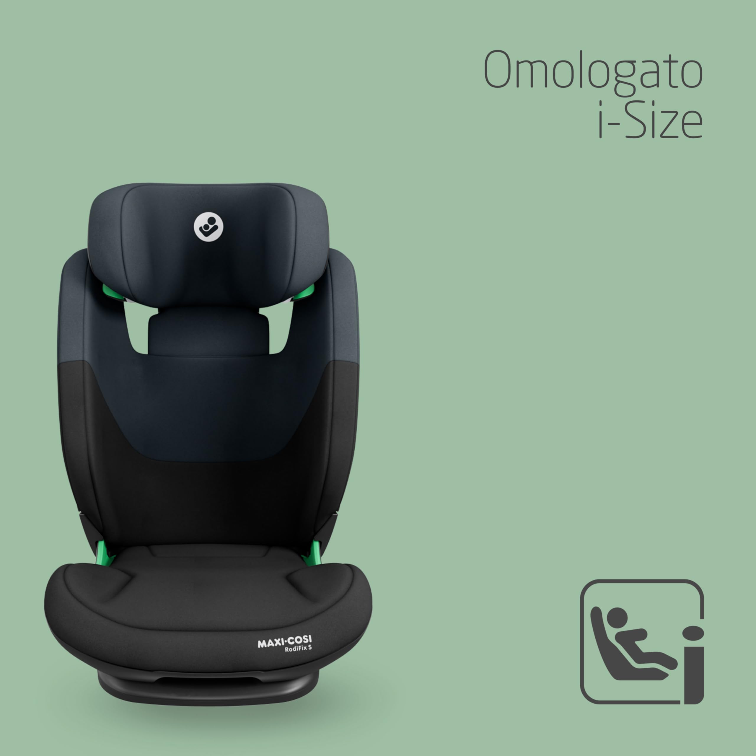 Maxi-Cosi RodiFix S i-Size, Seggiolino Auto ISOFIX Reclinabile in 3 Posizioni, 3,5-12 Anni (100-150 cm), Regolabile in Altezza/Larghezza, Protection G-CELL, Tecnologia AirProtect, Tonal Black