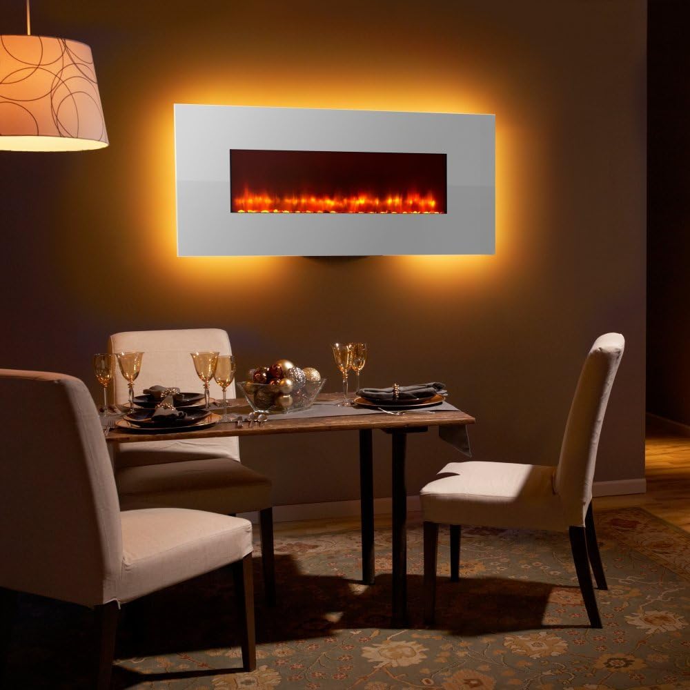 58" Modern Linear Wall Mount Electric Fireplace Finish: White