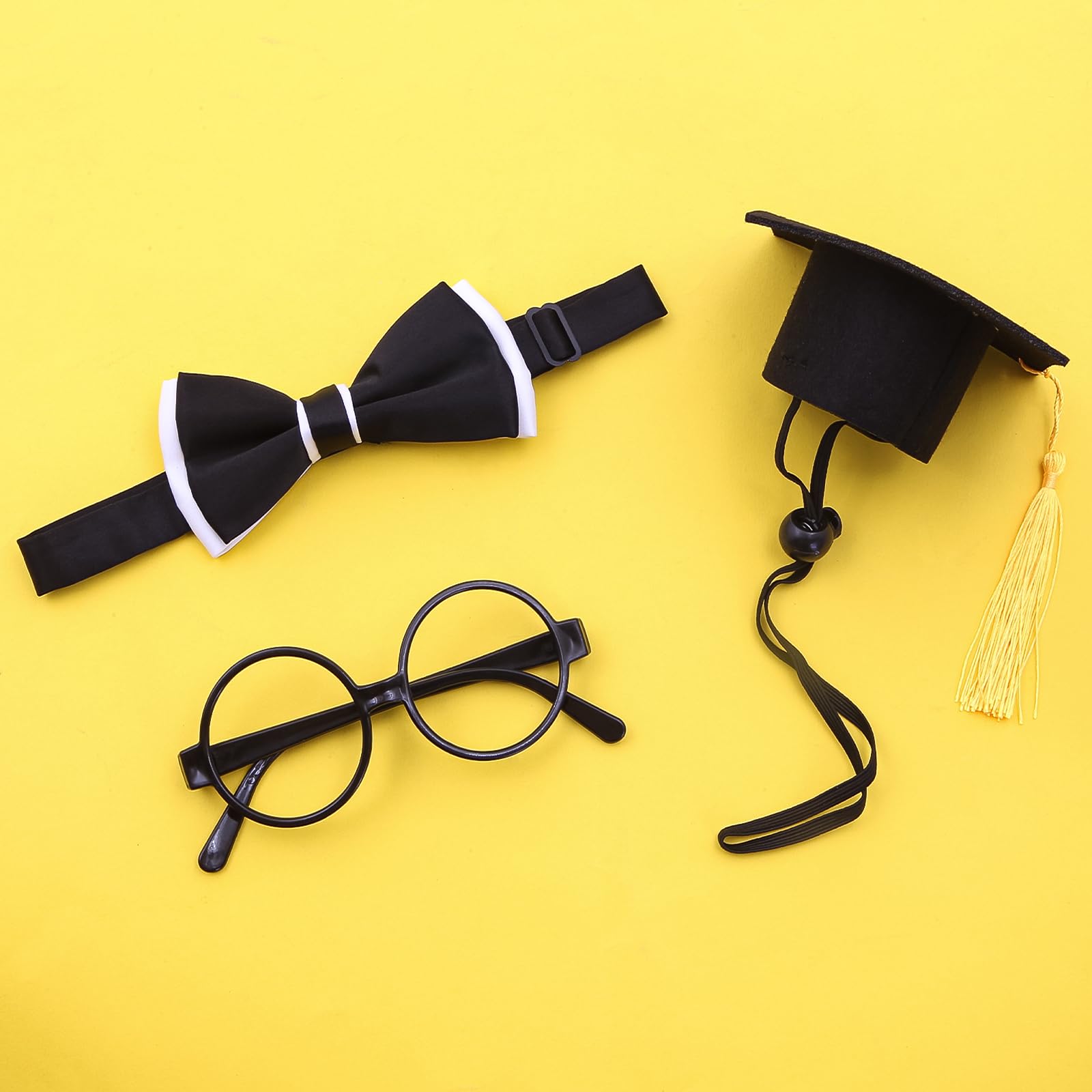 Pet Graduation Cosplay Outfit, 3 Pcs Set Include Dog Hat with Yellow Tassel - Image 3