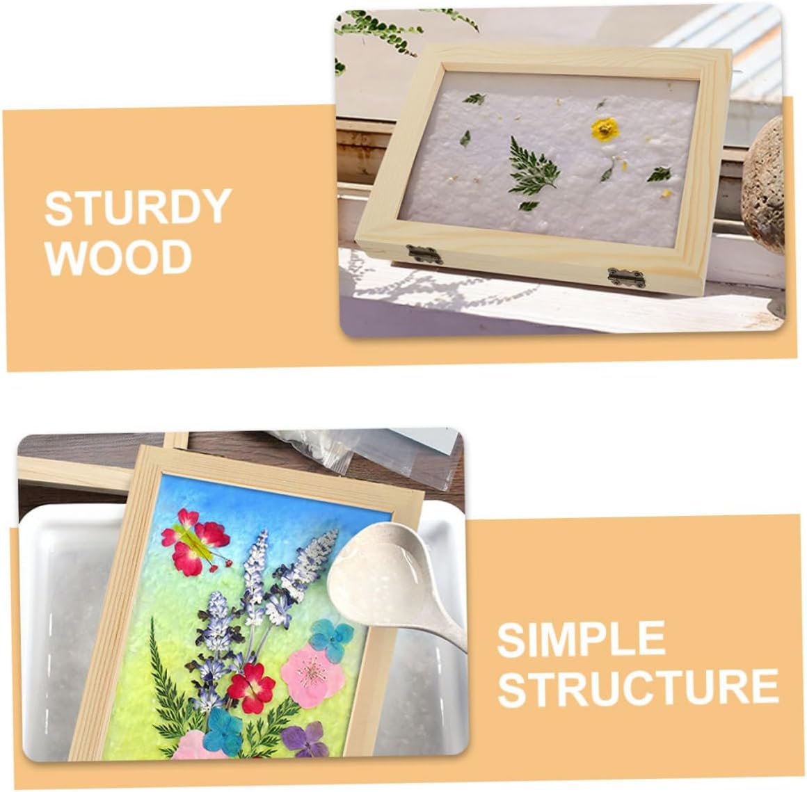 Gadpiparty 2pcs Pine Wood Craft Frames Paper Making Frame Screen Kit DIY Paper Craft Kit for Boys and Girls