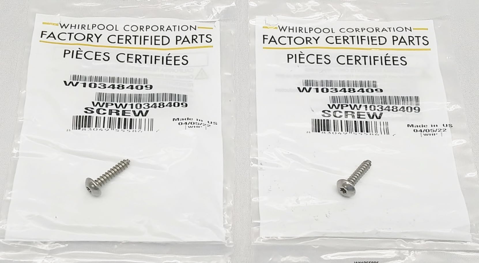 WPW10348409 Dishwasher/Appliance Screw - New - Set of Two (2) - 7/8" Torx - Genuine OEM - AM 2-7-3 - EA241108