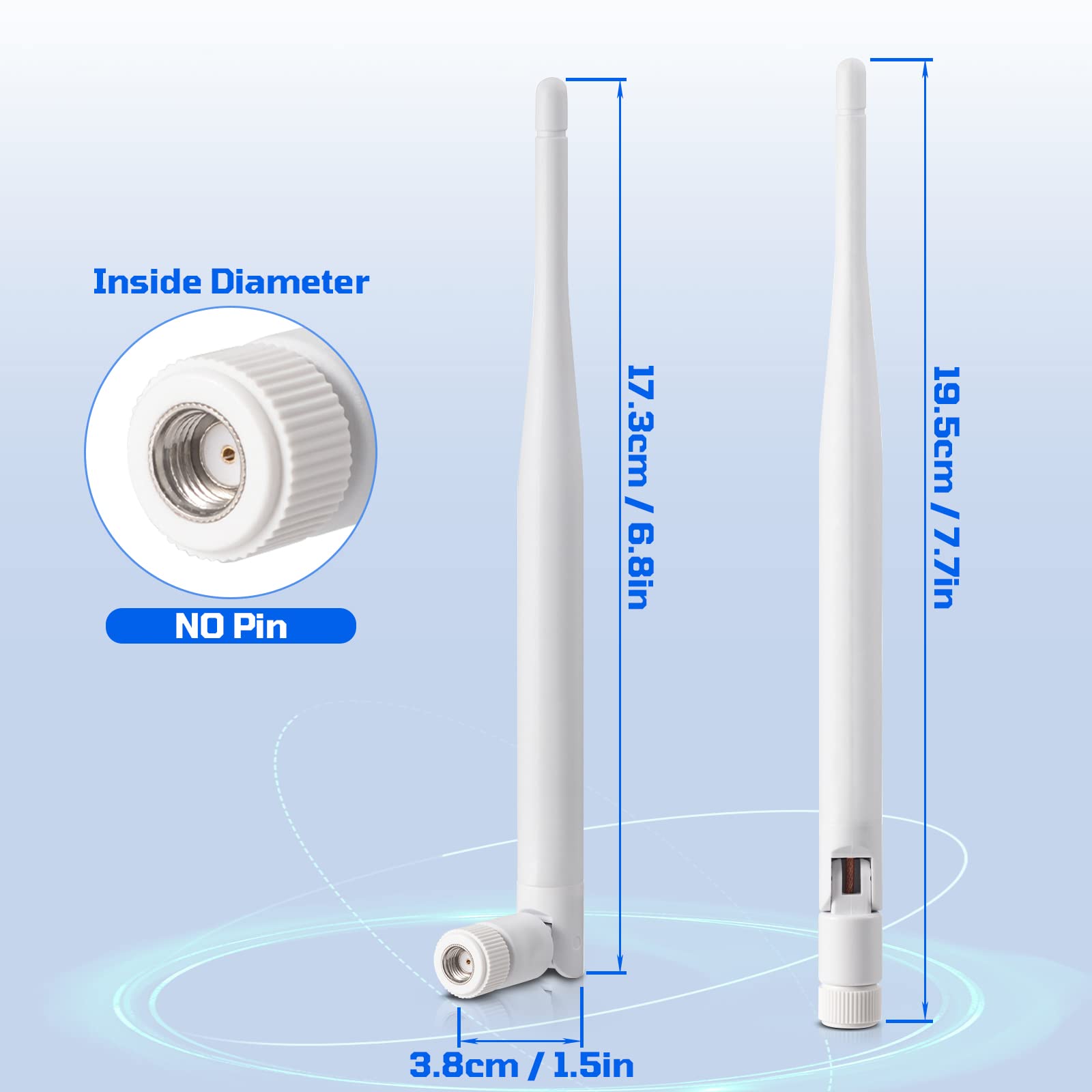 Eightwood Antena WiFi 2,4 G/5,8 G Dual Band (2 szt.) RPSMA do Kamery Bezpieczeństwa, Bezprzewodowego AV Audio Video Odbiornika, HDMI Extendera, Routera Sieciowego, Bramy IoT, WiFi AP, Modemu, Hotspota