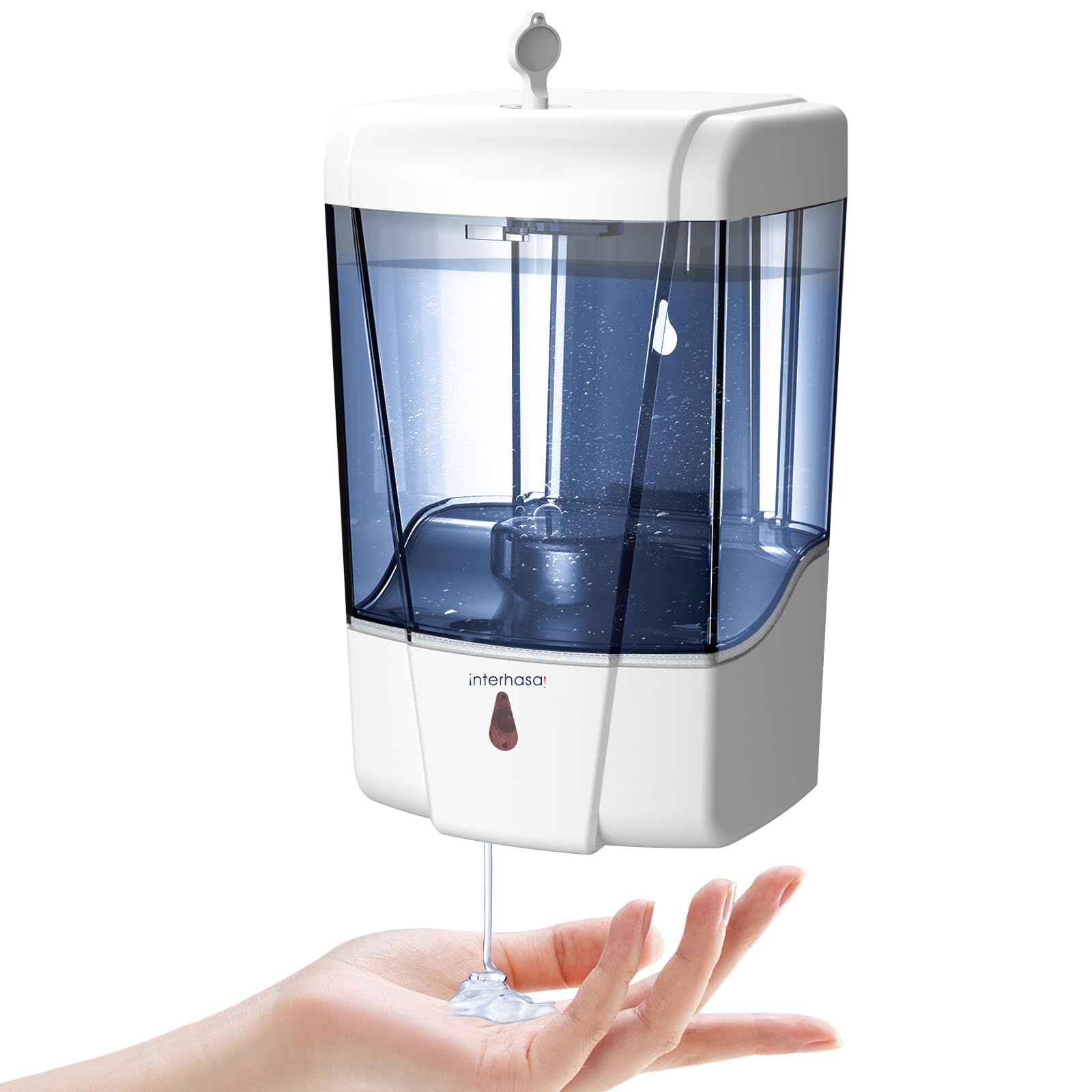 interhasa! Automatic Soap Dispenser 600 ml/20 oz Wall Mounted Touchless Soap Dispenser with Infrared Motion Sensor for Kitchen and Bathroom (White)
