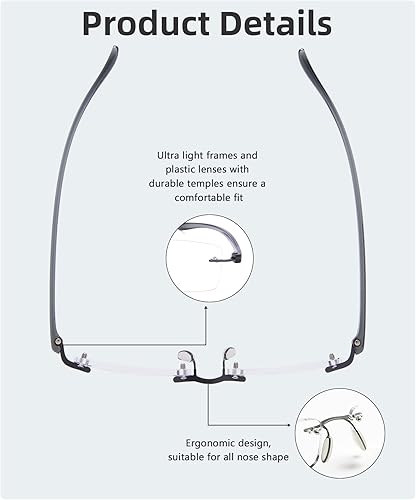 Miniatura 4 de Gr8Sight Paquete de 7 lentes de lectura sin montura con lente pequeña, moda para hombres y mujeres, Paquete de 7 transparente