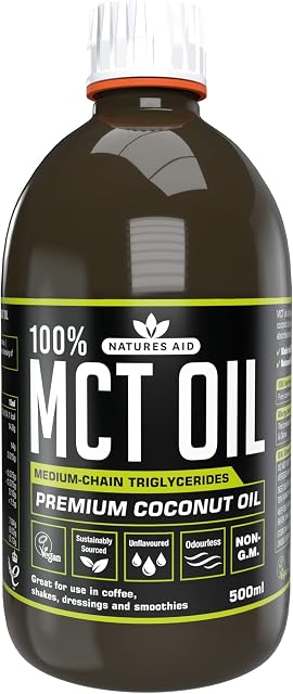 Natures Aid 100 Percent MCT Oil, Premium Coconut Oil, Sustainably Sourced, Add to Coffees or Shakes, Vegan, 500 ml