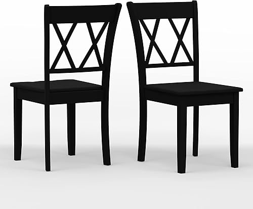 Miniatura 2 de Glenwillow Home Sillas de comedor dobles de madera maciza con respaldo en X en nogal oscuro (juego de 2)