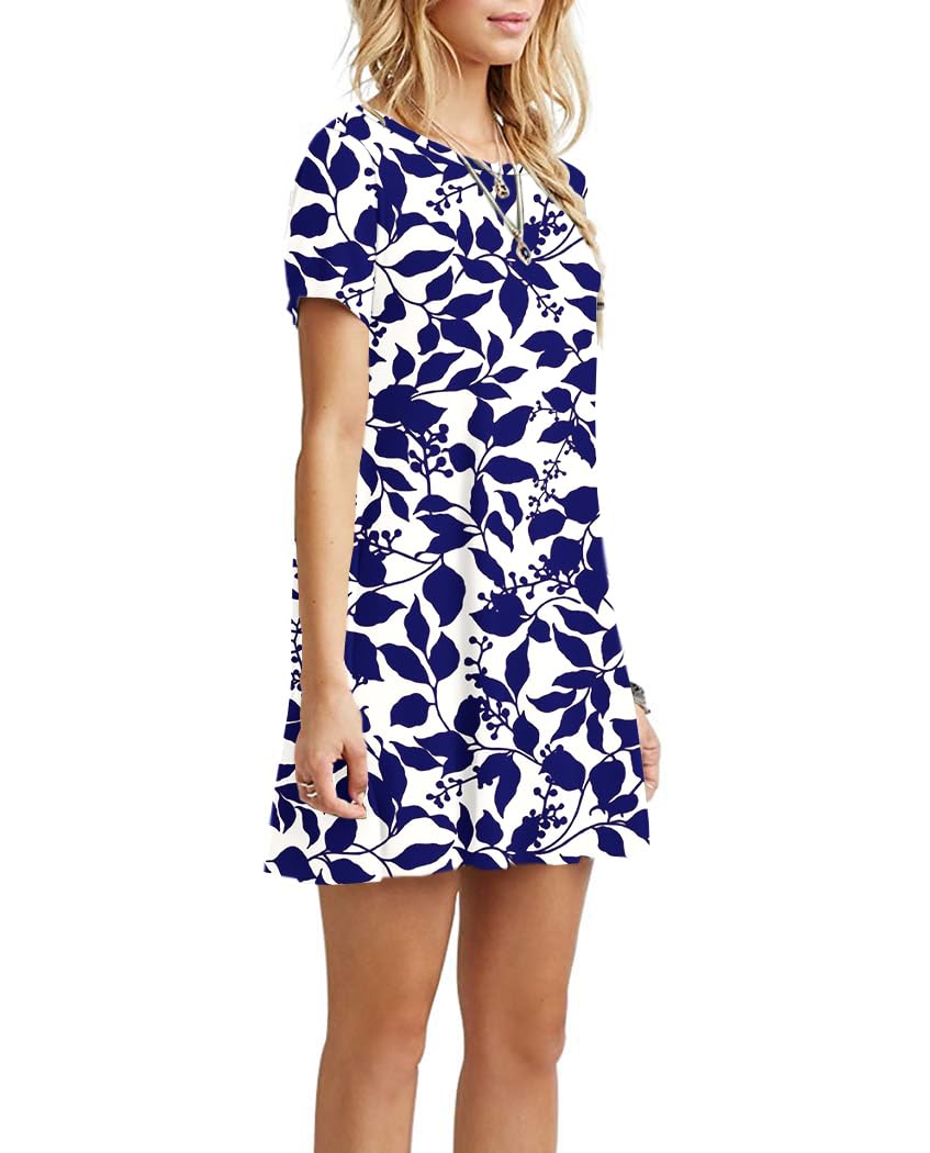 AUSELILY Abito Estivo Donna T-Shirt Casual Vestito a Manica Corta Abiti Corto con Tasche Scollo a Rotondo