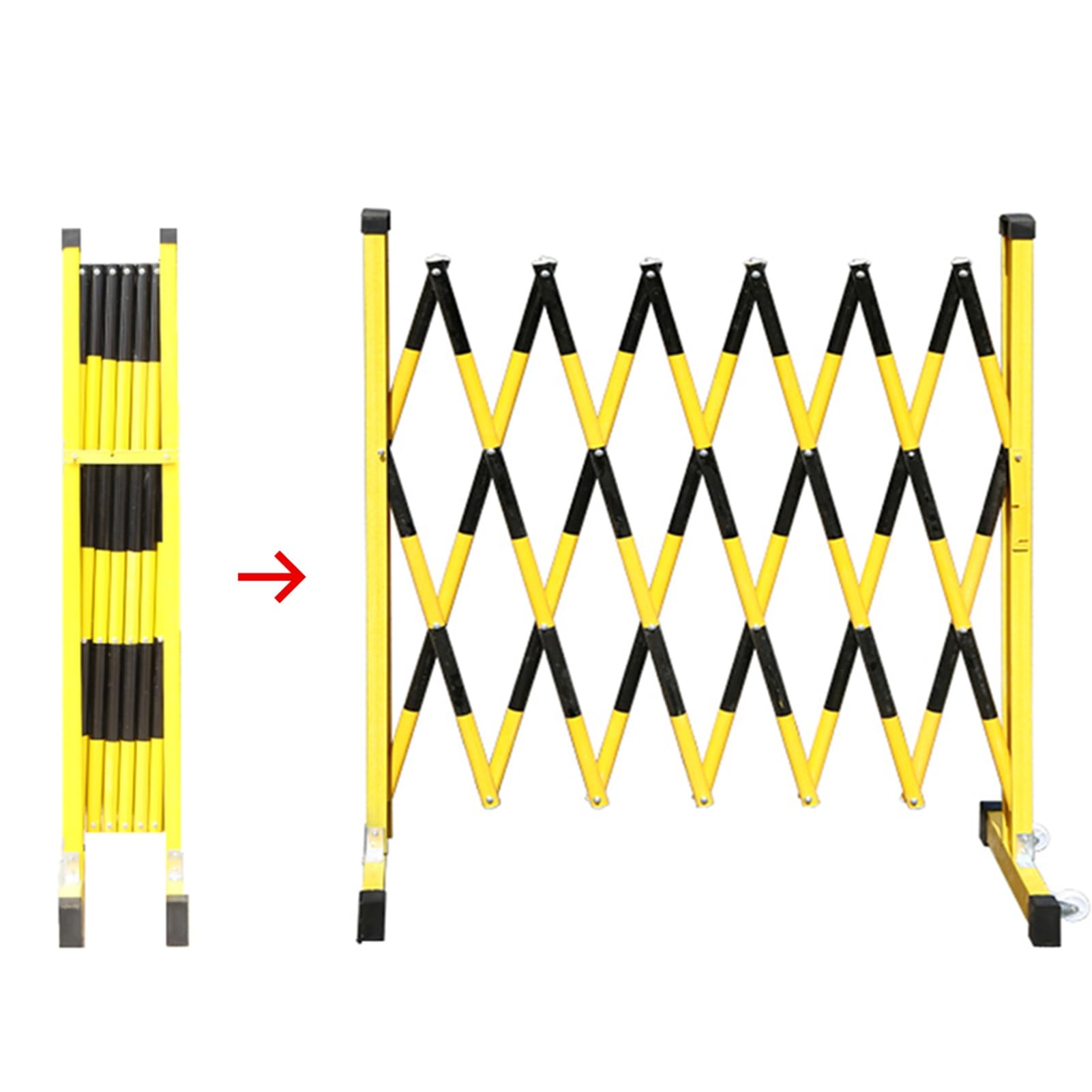 Barricada metálica Extensible, Barrera de Seguridad móvil, Valla de tráfico Ajustable, Barrera de tráfico retráctil para Patio, Piscina, Tienda, Ahorro de Espacio, Rojo y Blanco,Red+White-1.2x1m