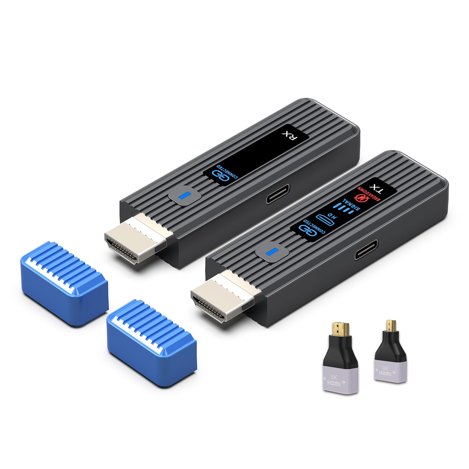 Wireless HDMI Transmitter and Receiver, 100M Funkübertragung mit LED Display, Dual-Band 2.4G+5.8G Plug & Play HDMI Extender Kit, 4K Decode 1080P Ausgabe für PC/Projektor/TV Box/Monitor