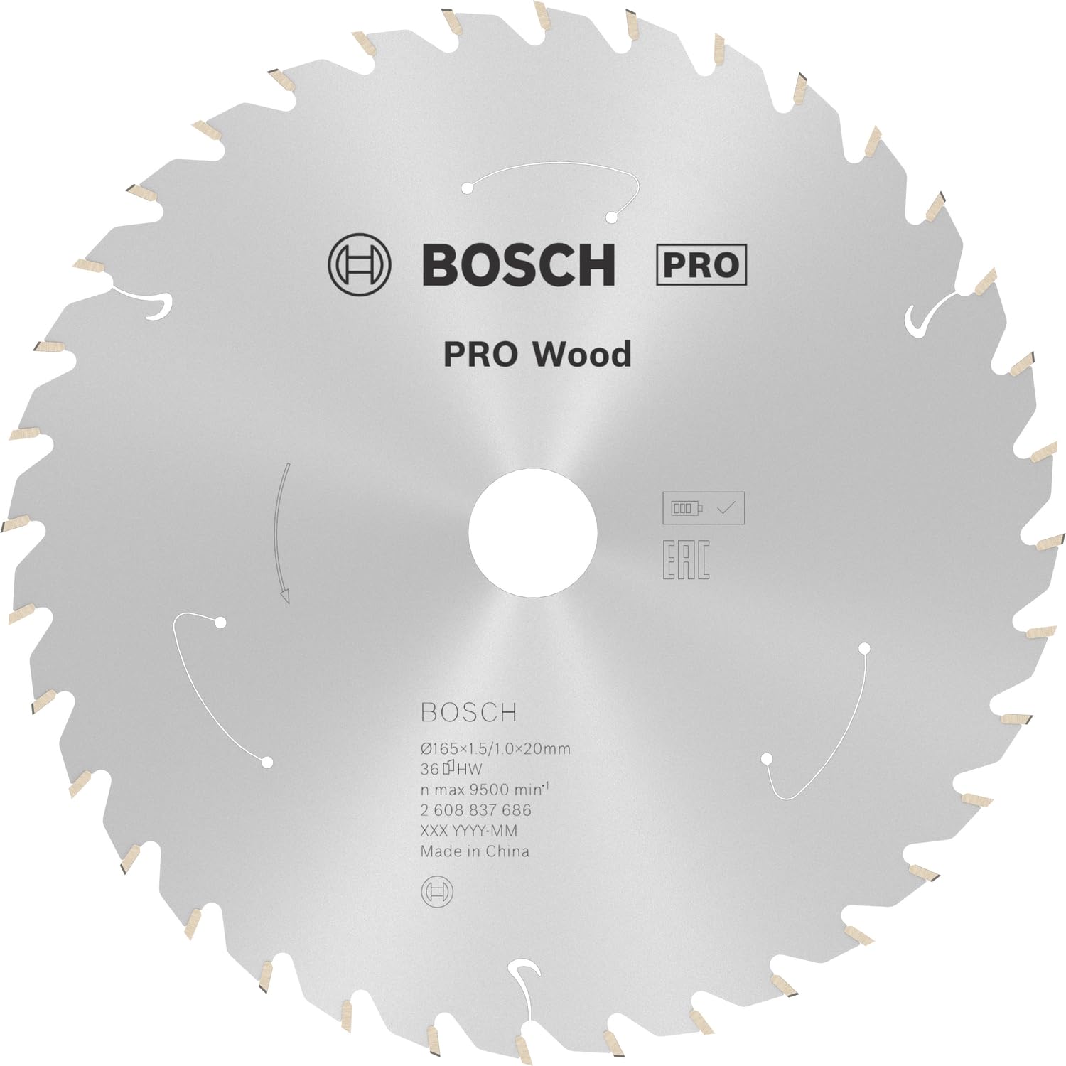 Bosch Bosch 1x PRO Wood Circular Saw Blade for Cordless Hand-Held Circular Saws (for Softwood, Hardwood, Ø mm, Professional Accessory