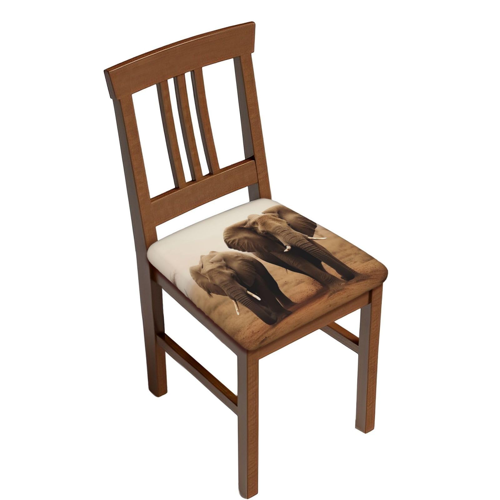 Fodpand Four Pieces Wild Animals Elephants Square Stool Covers Stretch Removable Square Bar Stool Seat Covers Washable Dustproof Stool Cushion Slipcover Soft Milk Silk Bar Chair Covers With Band