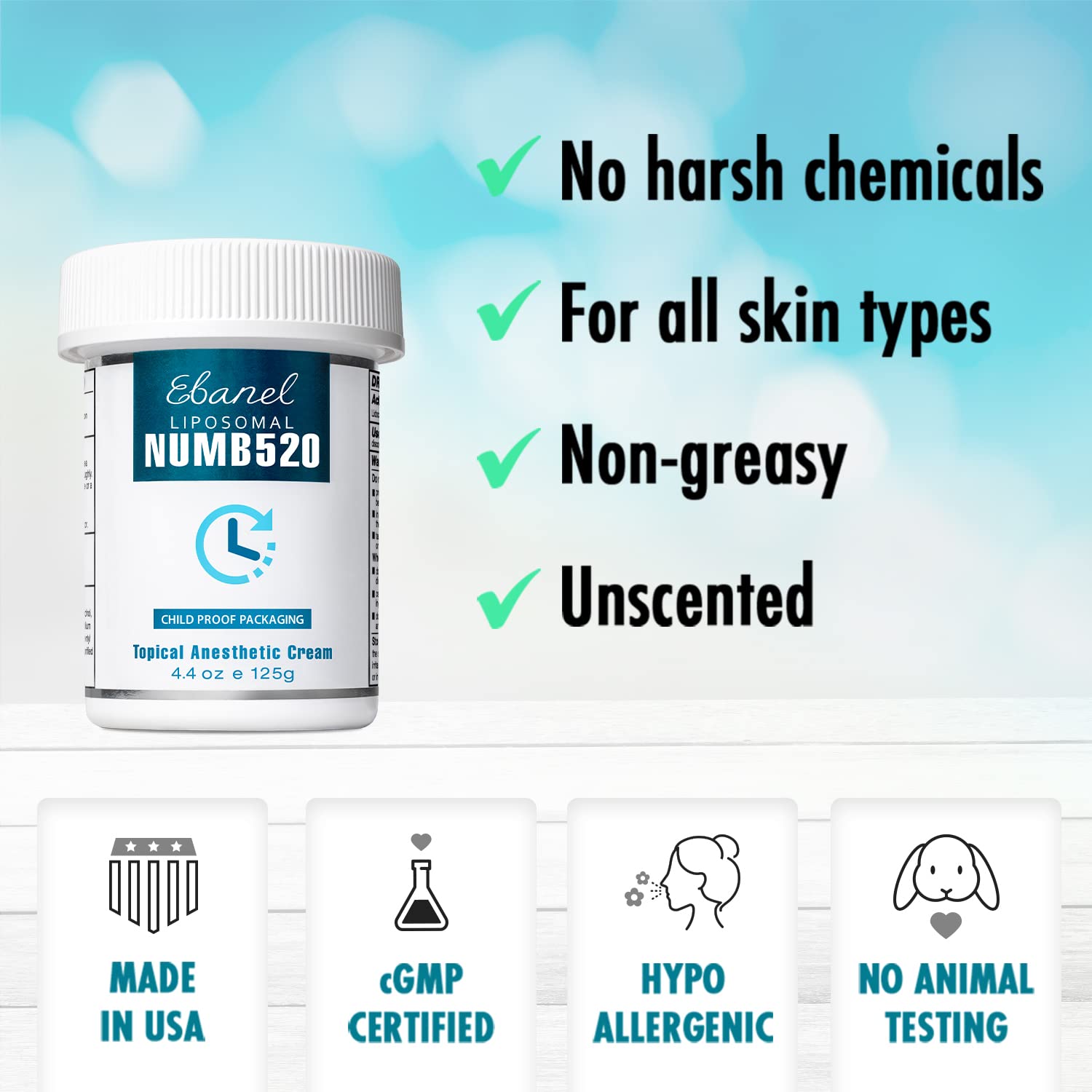 Ebanel 5 Lidocaine Topical Numbing Cream for Painkilling, 4.38oz Max Strength Pain Relief Cream