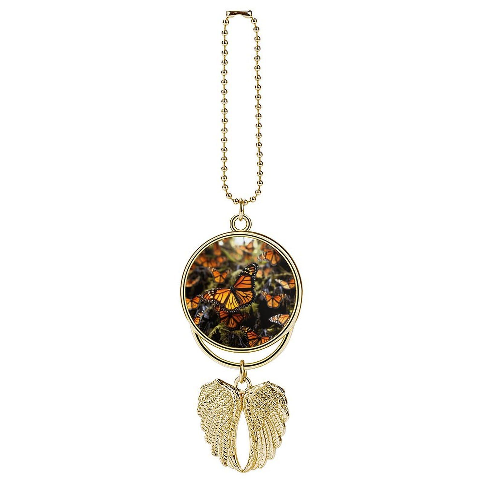 Heaps of Orange Monarch Butterflies Car Pendant Rear View Mirror Hanging Ornament Auto Metal Charm for Aesthetic Interior Decor. Lucky Car Accessories Cute Funny Hanging Decor for Car Truck