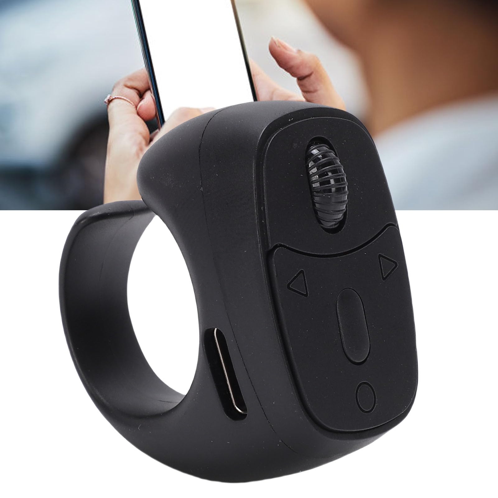 Annadue Anneau de Défilement à Distance pour TikTok, Enregistrement Vidéo Multifonctionnel avec Caméra, Tourne-Page Bluetooth, Anneau de Défilement Bluetooth Télécommande pour Téléphone (Black)