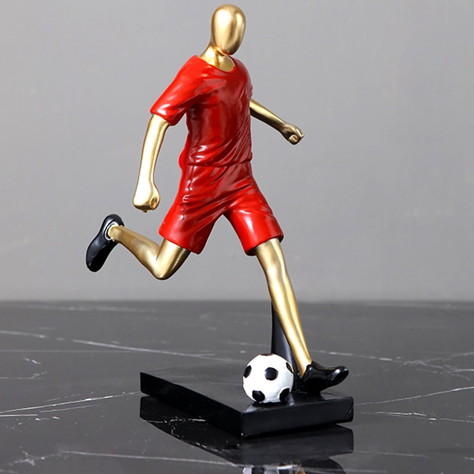 Dekoracja biurka 24 cm statuetka dekoracyjna – figurki piłkarskie piłkarskie piłkarz statuetki sportowa rzeźba stołu świetny prezent wystrój domu, dekoracje rzemieślnicze dla mężczyzn chłopca Livin