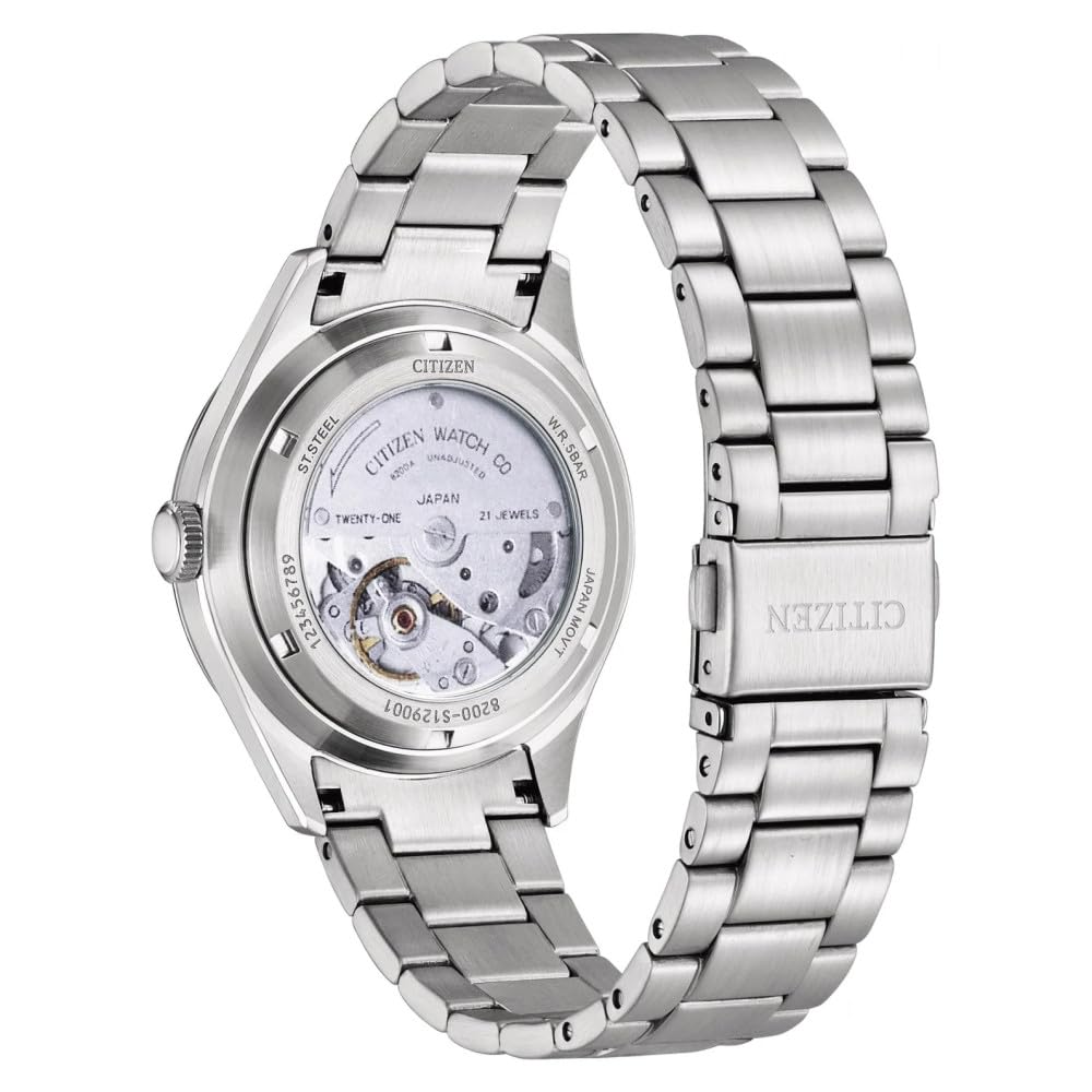 Citizen Reloj automático de Acero Inoxidable con Esfera Blanca NH8391-51A para Hombre, Plateado, Pulsera