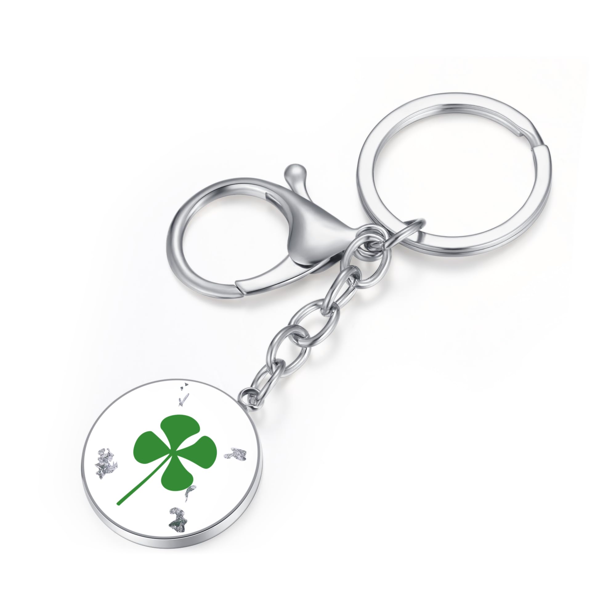 AUNTESIGNFour Leaf Clover Keychain | Irish Saint St Patrick's Day Lucky Green Four Leaf Clover Shamrock Keychain | Good Luck Pendant | Green Four Leaf Clover Keychain | St. Patrick's Day Keyring